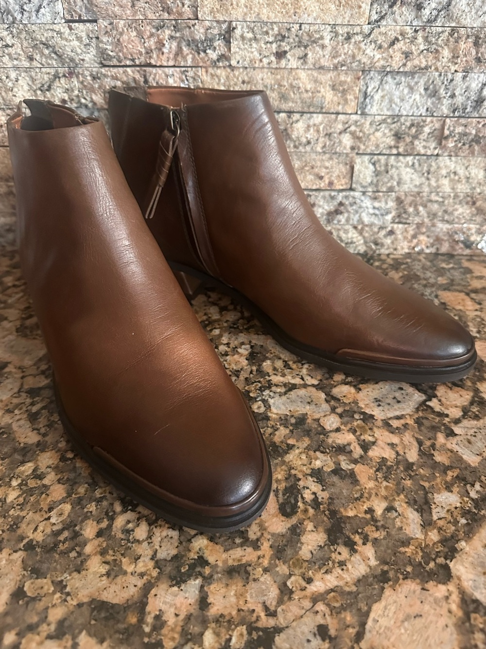 Sarto Franco Sarto Nemi brown leather bootie with almond toe